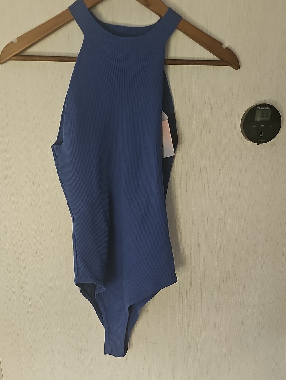 Ribbed Sleeveless Royal Blue Bodysuit
